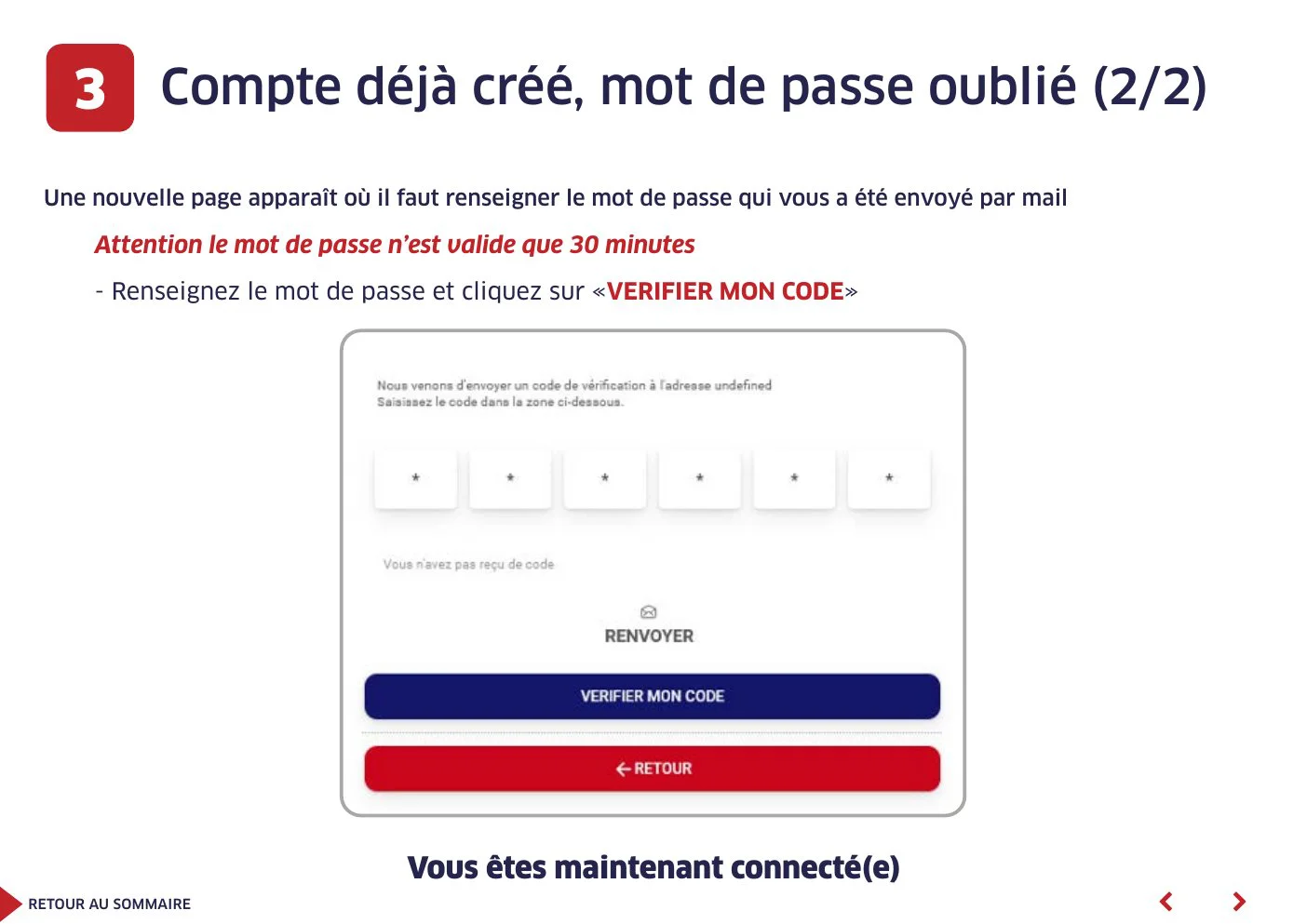 Valider le nouveau mot de passe